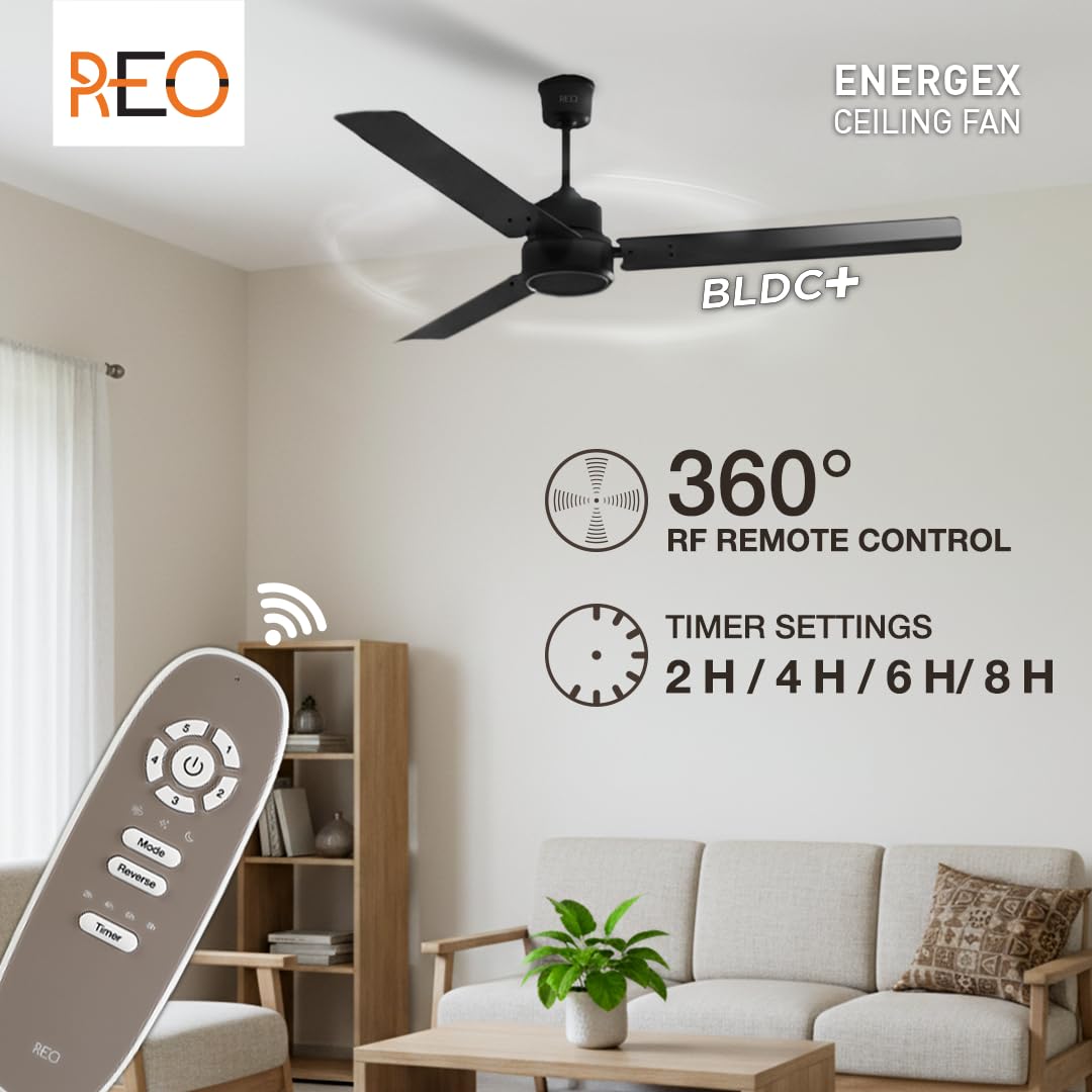 Havells REO Energex BLDC 1200MM Ceiling Fan (Matte Black)