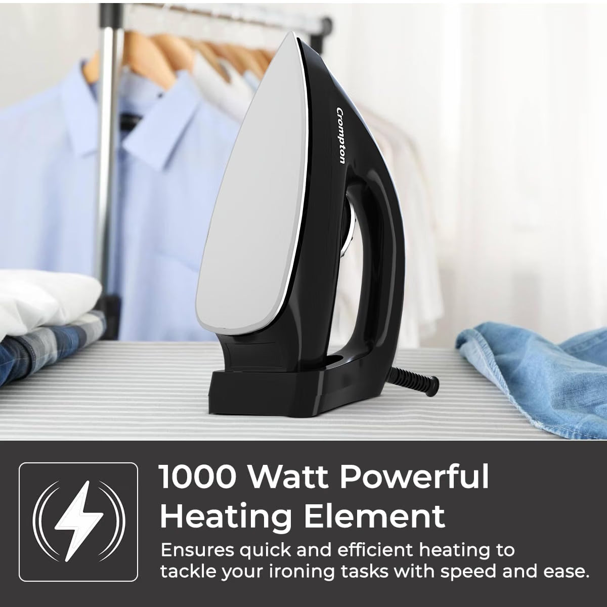 Crompton Desire Plus 1100W 1.5KG Heavyweight Iron (Black)