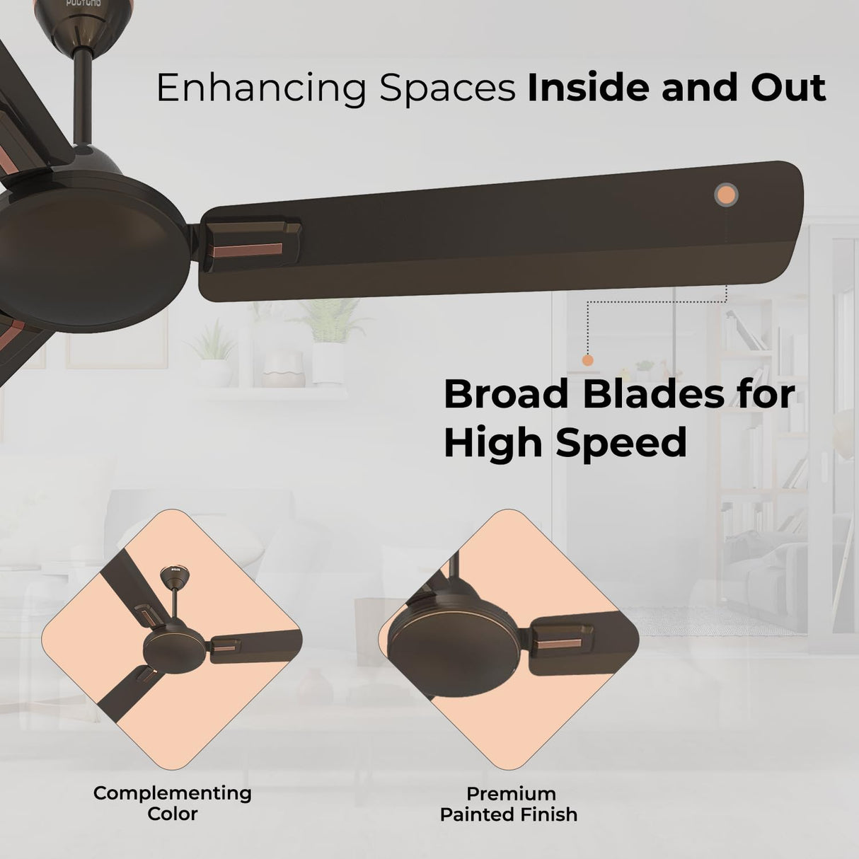 Polycab Vital Plus 1200mm 1 Star Rated Ceiling Fan (Metallic Roast Coffee)