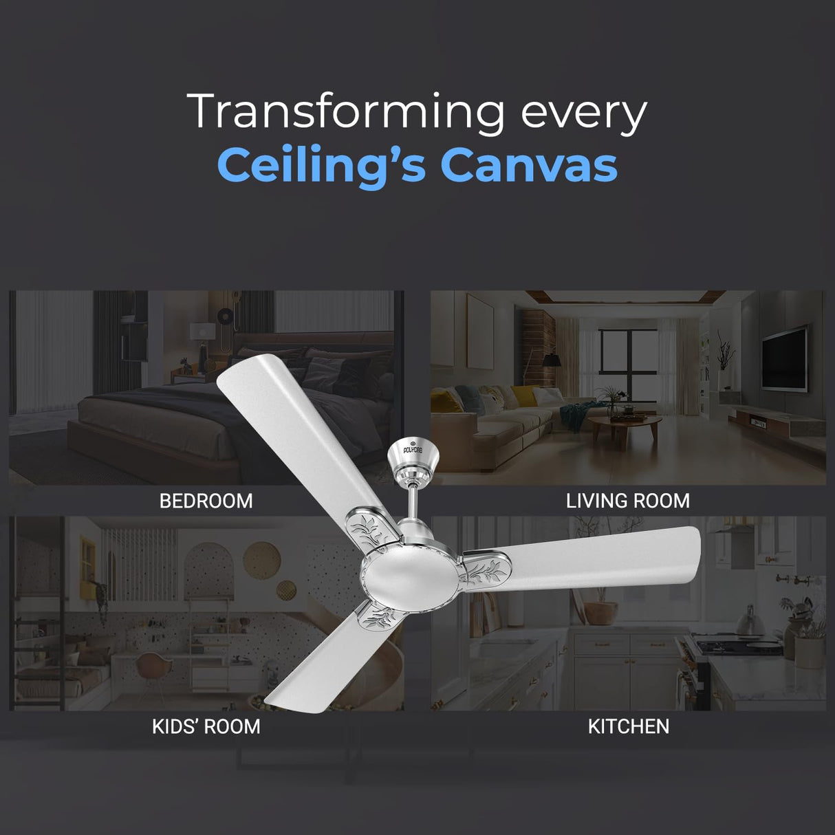 Polycab Eleganz Plus 1200mm Ceiling Fan (Pearl Silver)