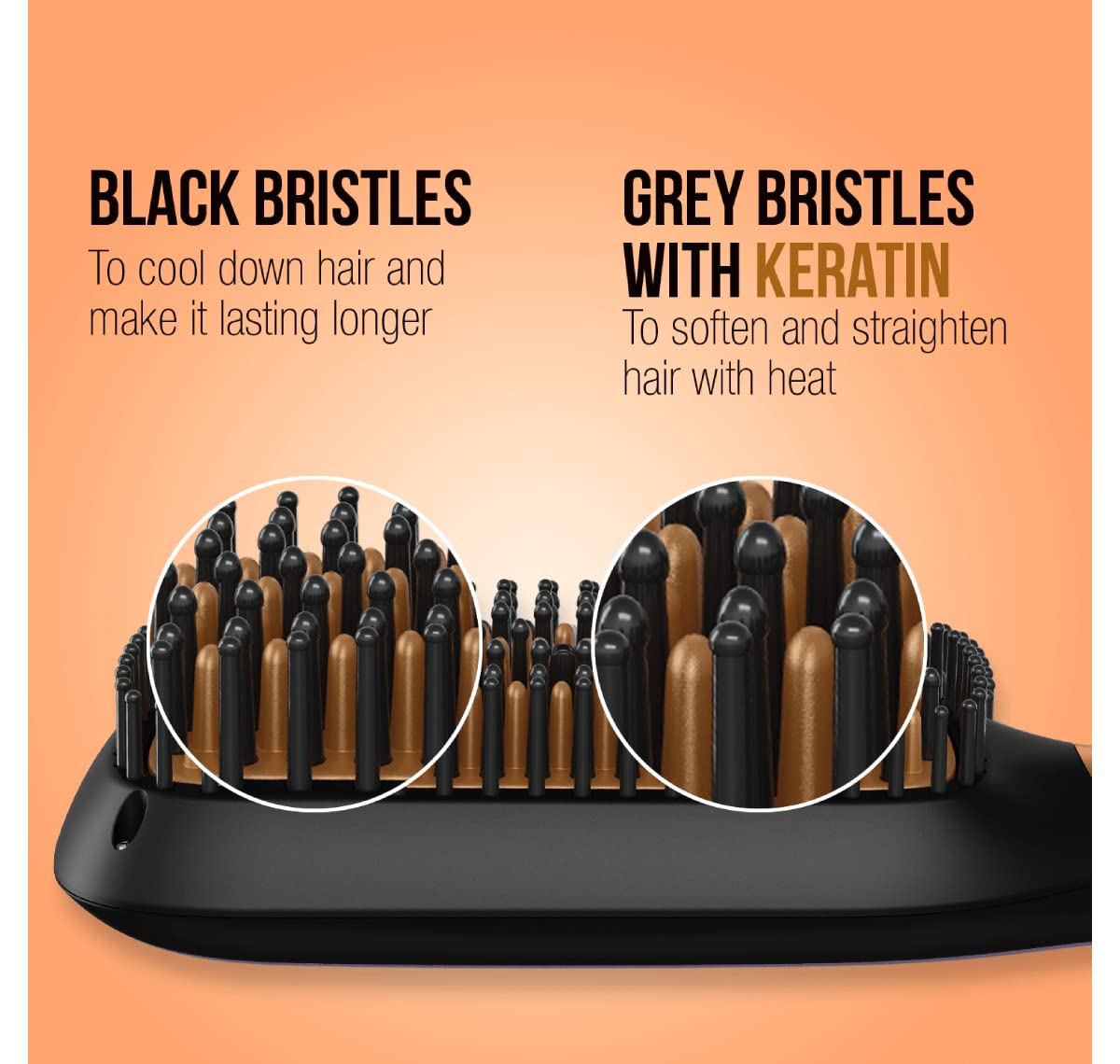 Hevells Ionic & Keratin Hair STRAIGHTENING Brush (Black) HS4211