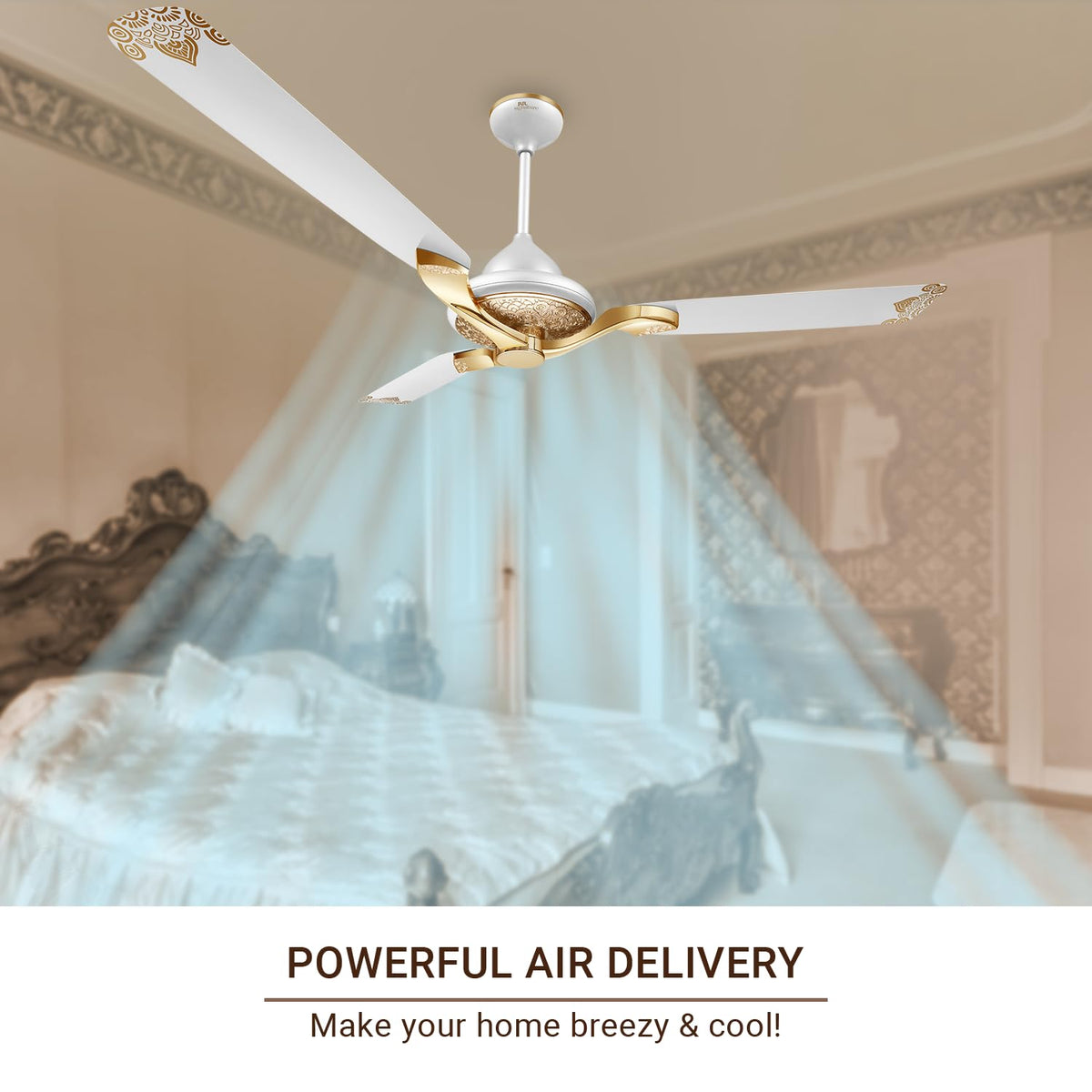RR Signature Jaipur Mahal 1320mm Designer Ceiling Fan (Agaria White)