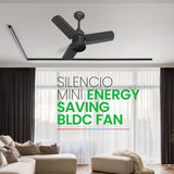 Polycab Silencio Mini 600mm 5-Star BLDC Remote Ceiling fan (Matt Black)