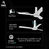 Nnex by Bajaj Glyde A60 1200mm Premium Ceiling Fan (Cotton White)