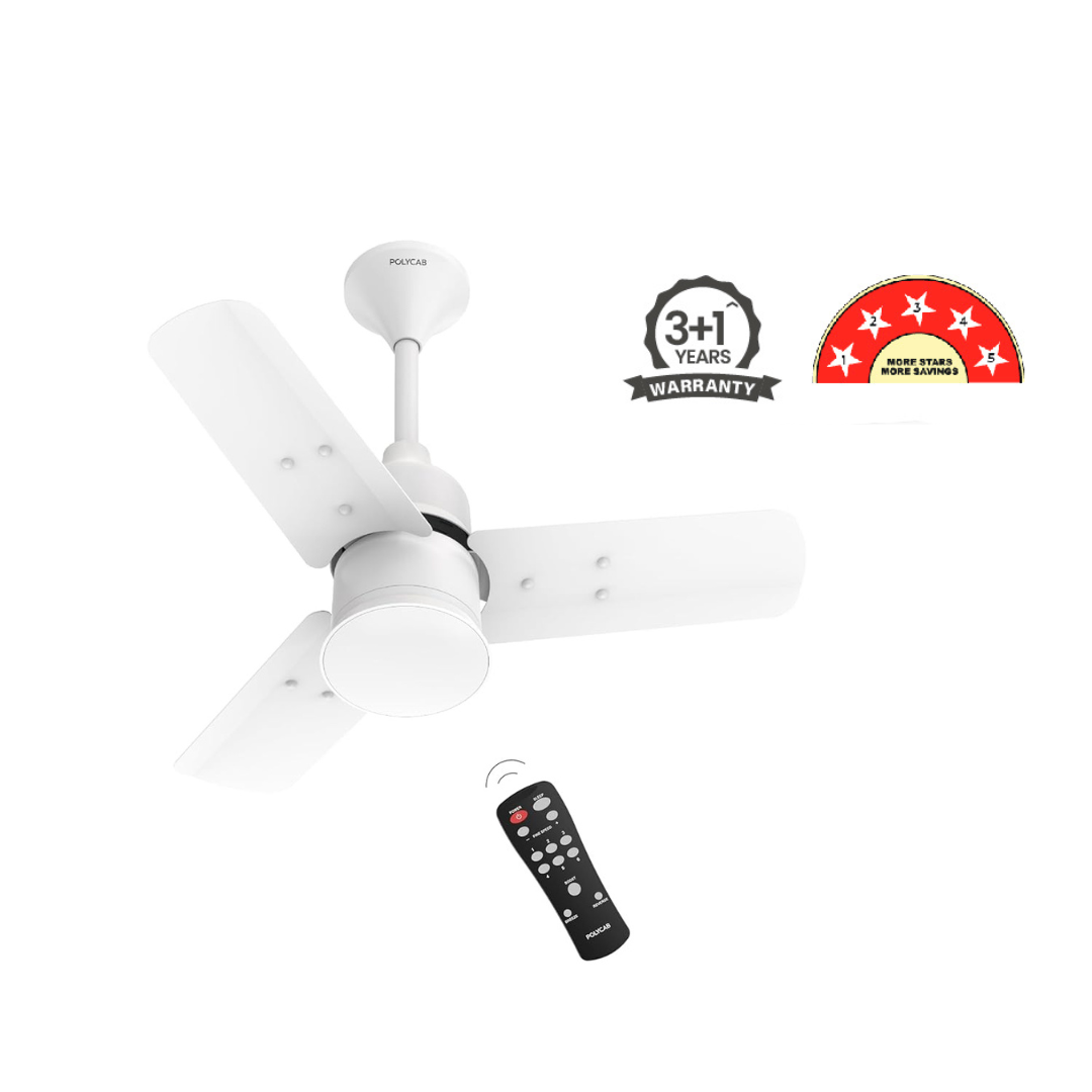 Polycab Silencio Mini BLDC 600 mm Ceiling Fan with Remote (Matt Satin White)