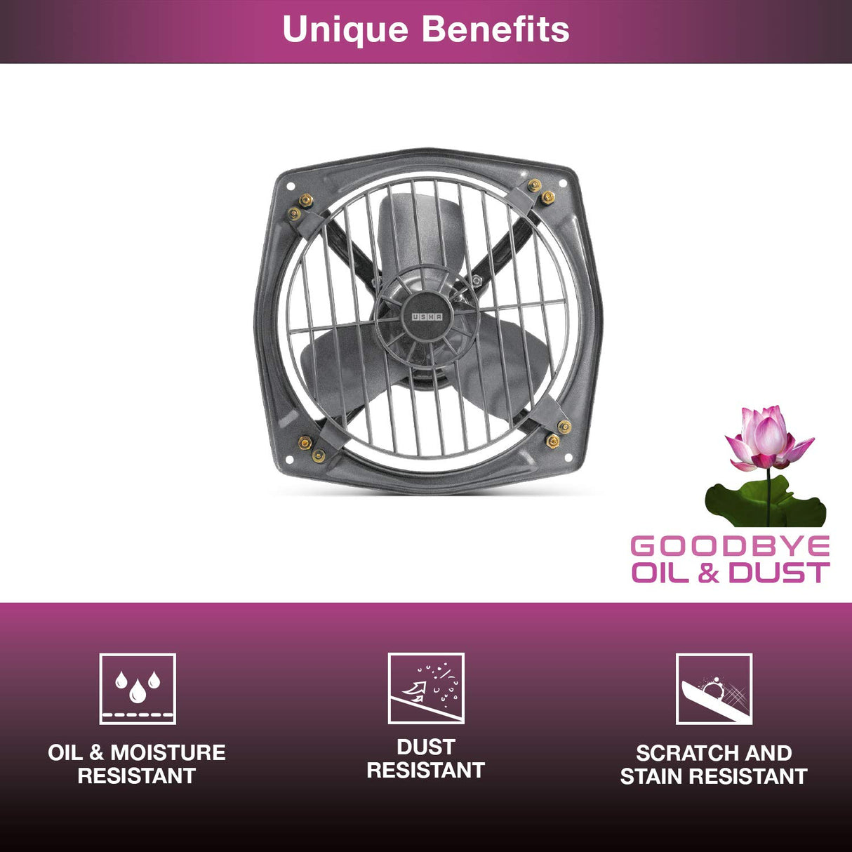 Usha Aeroclean LD 230MM Metallic Exhaust Fan
