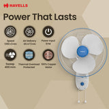 Havells Gatik Pro 400mm Wall Mount Fan (Blue)