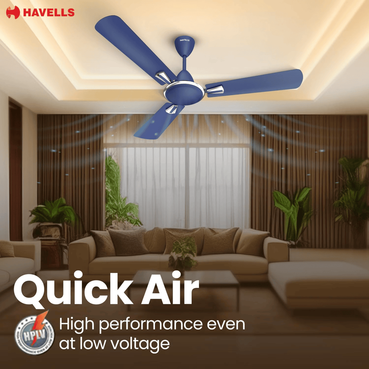 Havells Quickair 1200mm Ceiling Fan (Matt Blue)