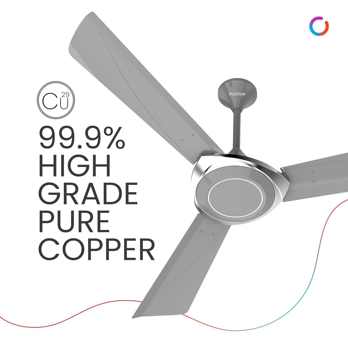 Polycab Superb Neo 1200mm 1-Star Rated Ceiling Fan (Cool Grey Silver)