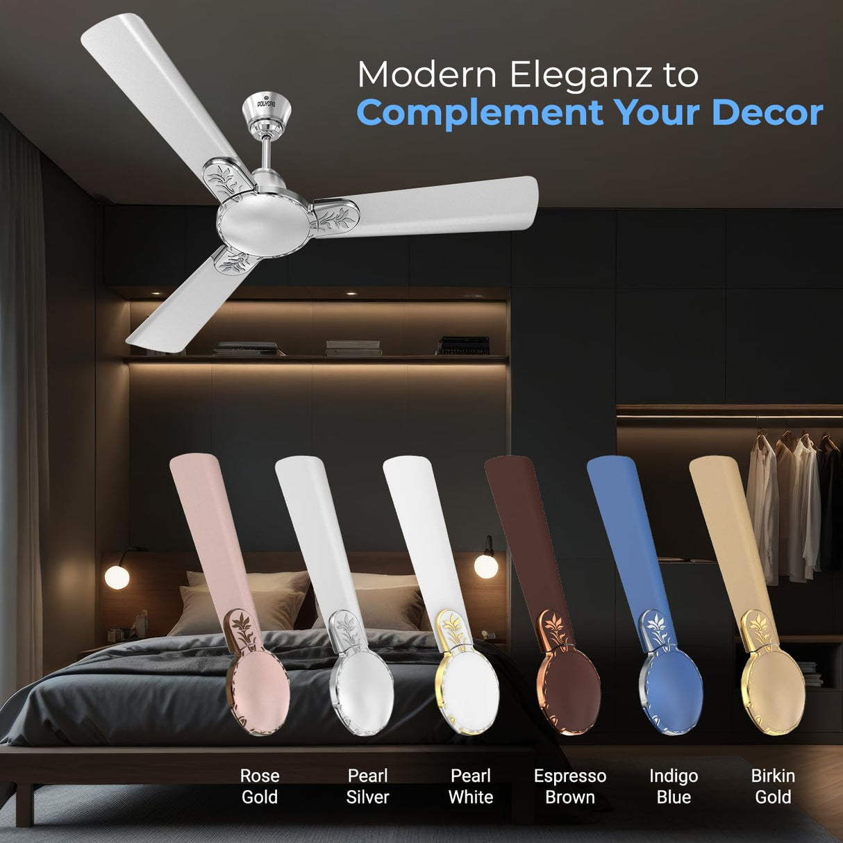 Polycab Eleganz Plus 1200mm Ceiling Fan (Pearl Silver)