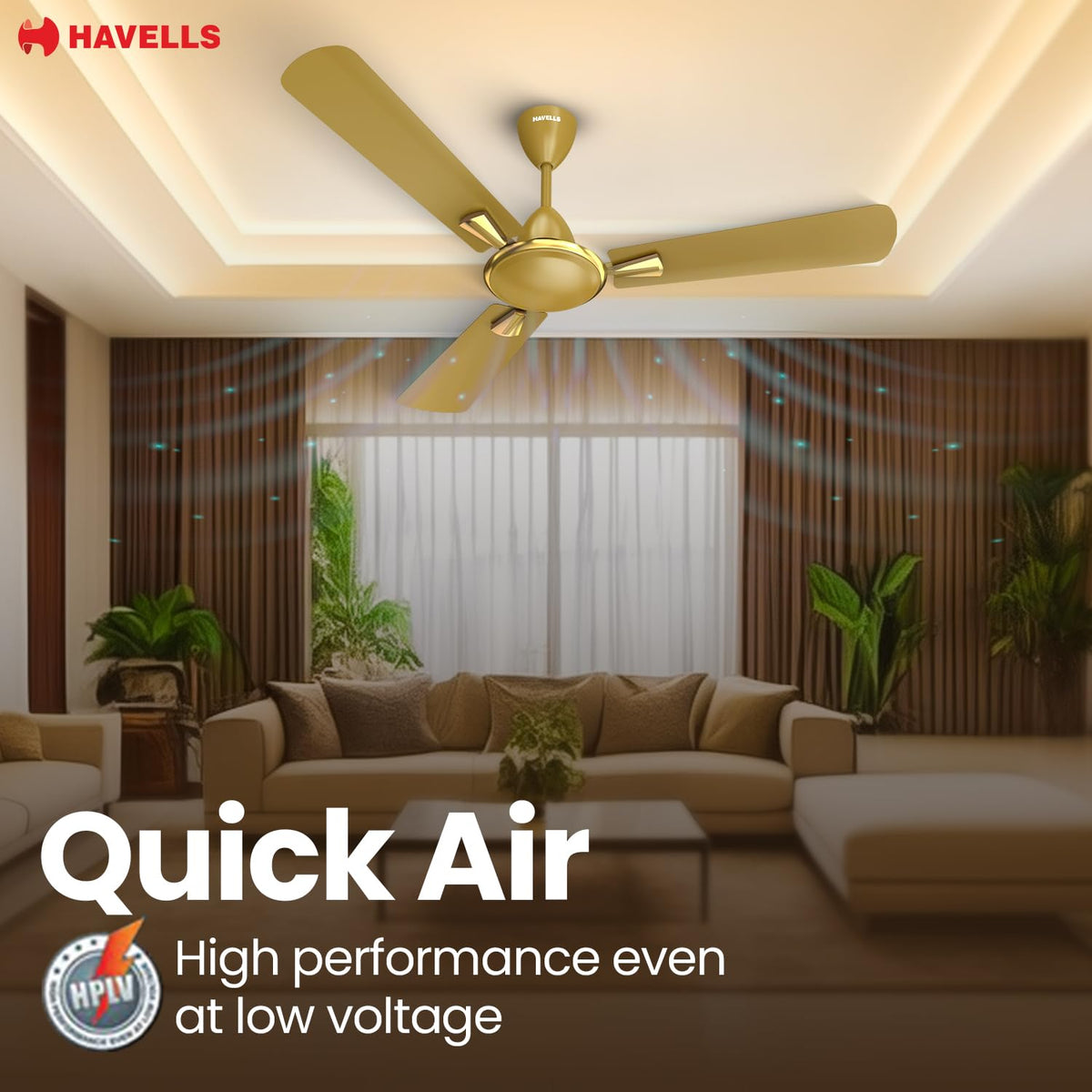 Havells Quickair 1400mm Ceiling Fan (Desert Gold)