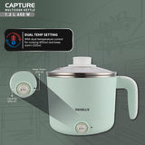 Havells Capture 1.2 L Multi-Cook Electric Kettle with Steamer 650W (Green)