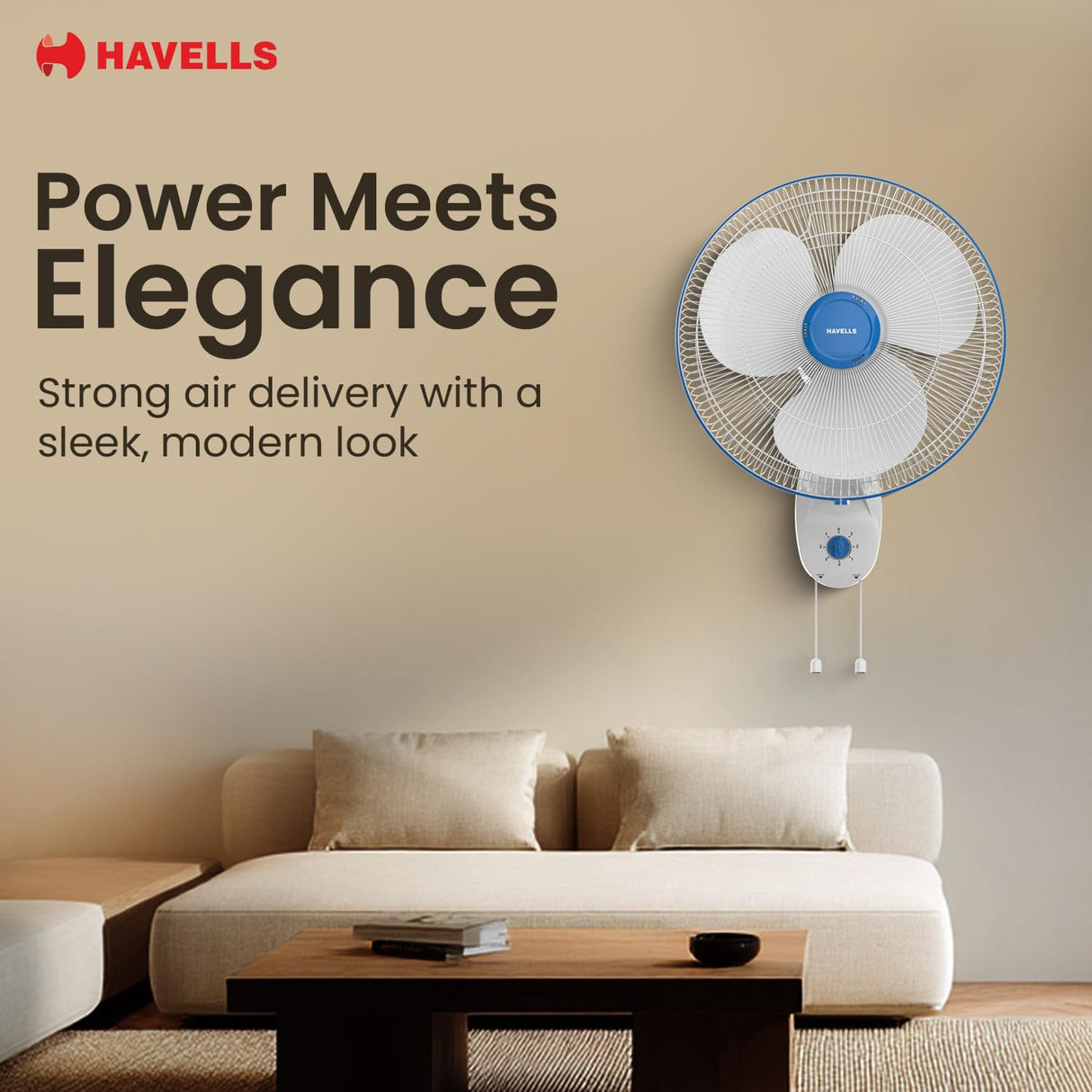 Havells Gatik Pro 400mm Wall Mount Fan (Blue)