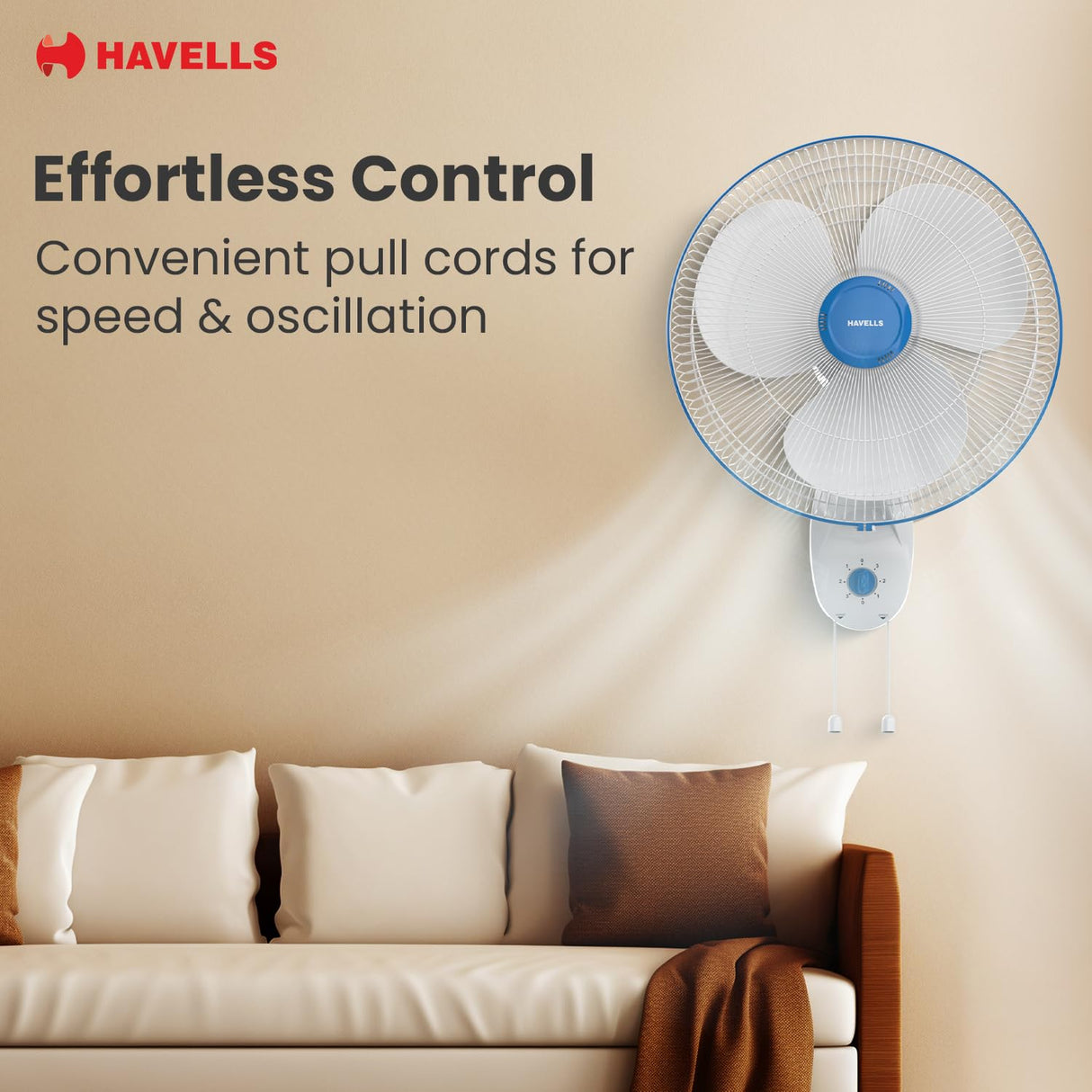 Havells Gatik Pro 400mm Wall Mount Fan (Blue)