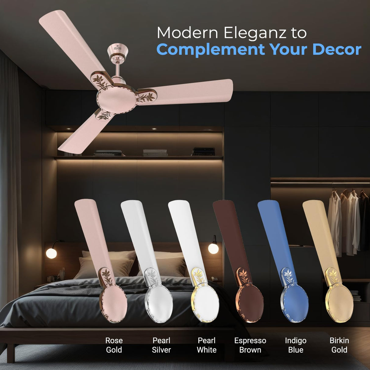 Polycab Eleganz Plus 1200mm  Ceiling Fan (Rose Gold)