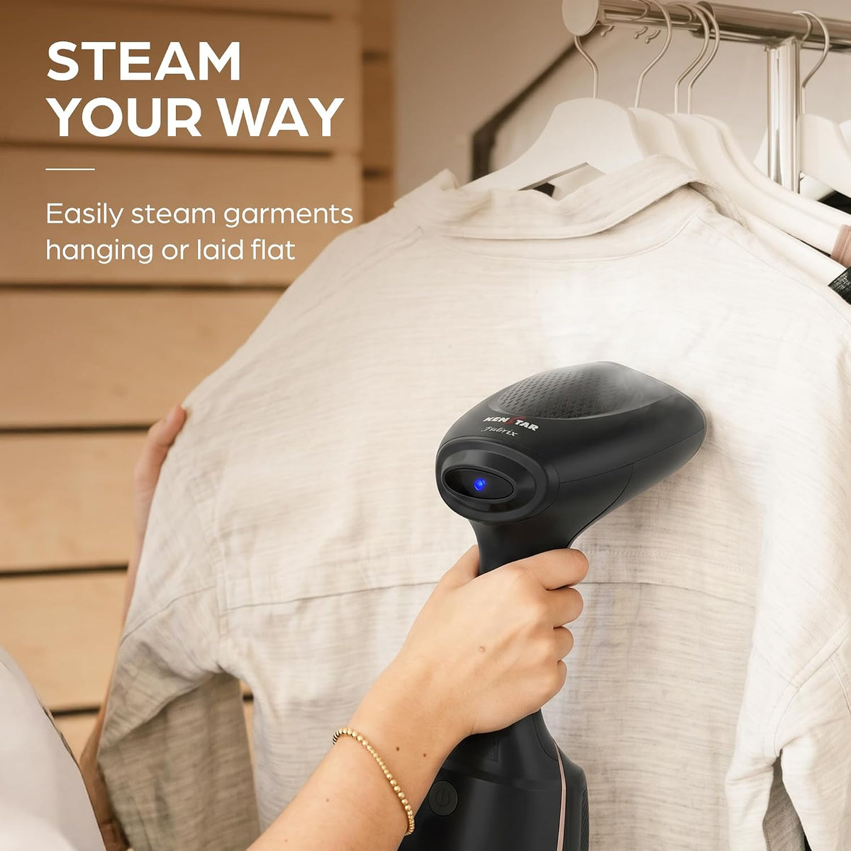 Kenstar Fabrix 1500W Garment Steamer with 350ml Detachable Water Tank and Vertical Horizontal Steam Ironing Grey
