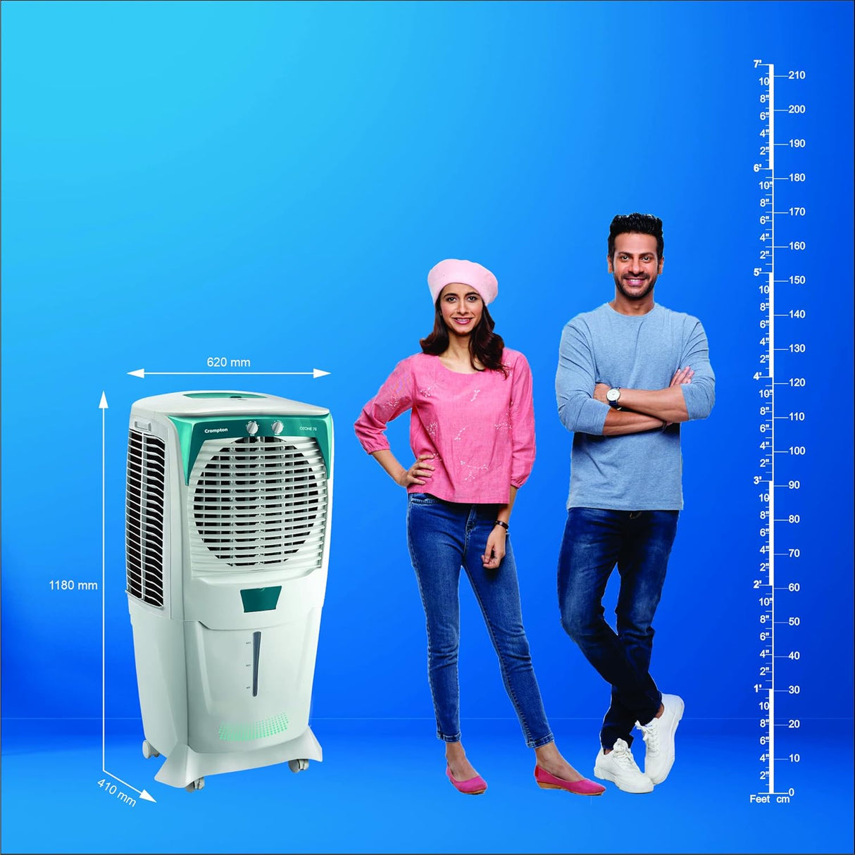 Crompton Ozone 75 Litre Desert Air Cooler White & Teal