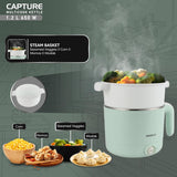 Havells Capture 1.2 L Multi-Cook Electric Kettle with Steamer 650W (Green)
