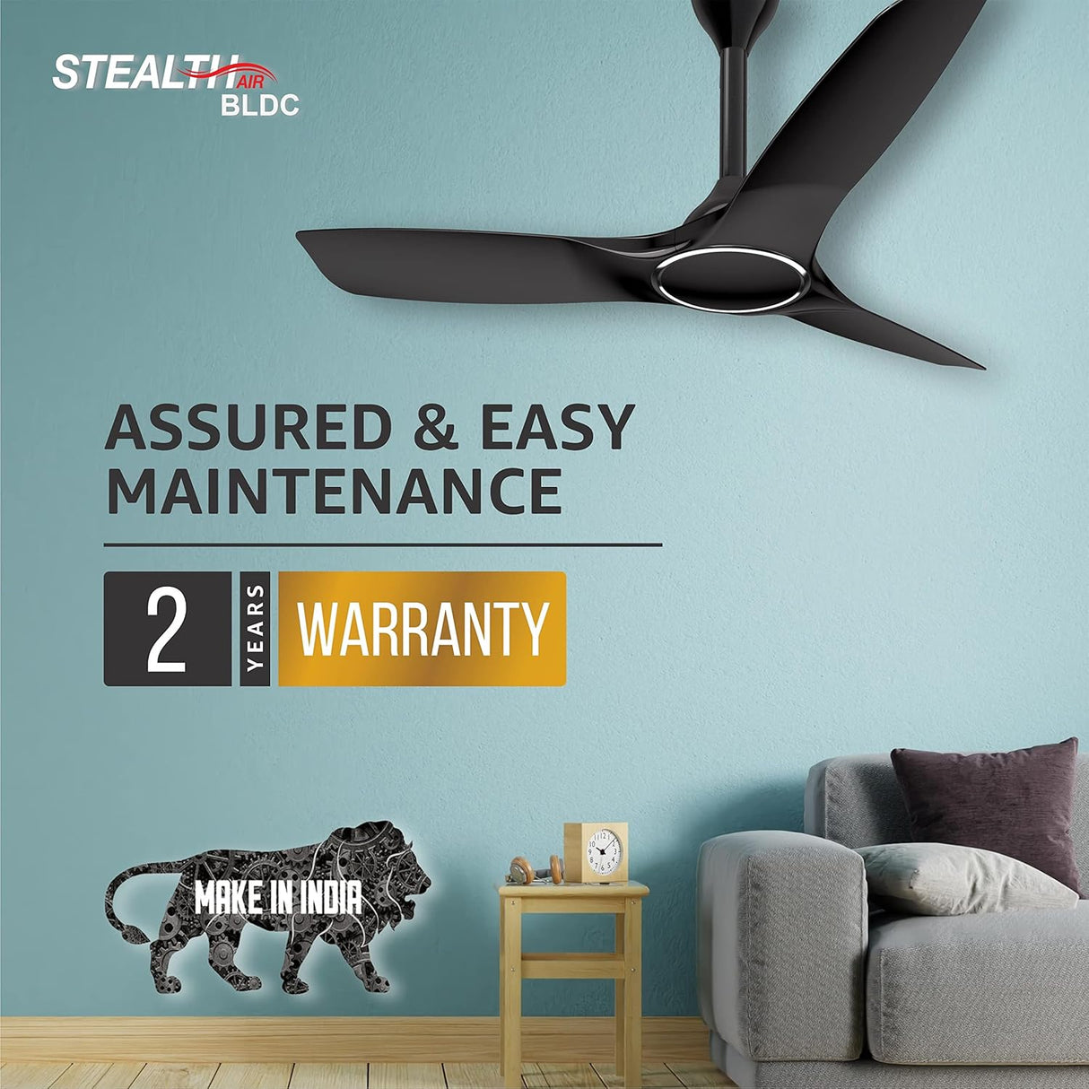 Havells Stealth Air Silent BLDC fan 1200mm (Metallic Black)