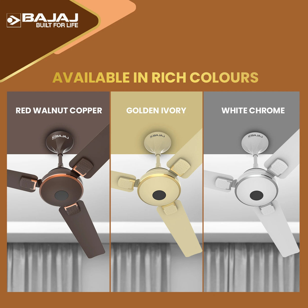 Bajaj Energion 1200 mm Bldc Ceiling Fan (White Chrome)