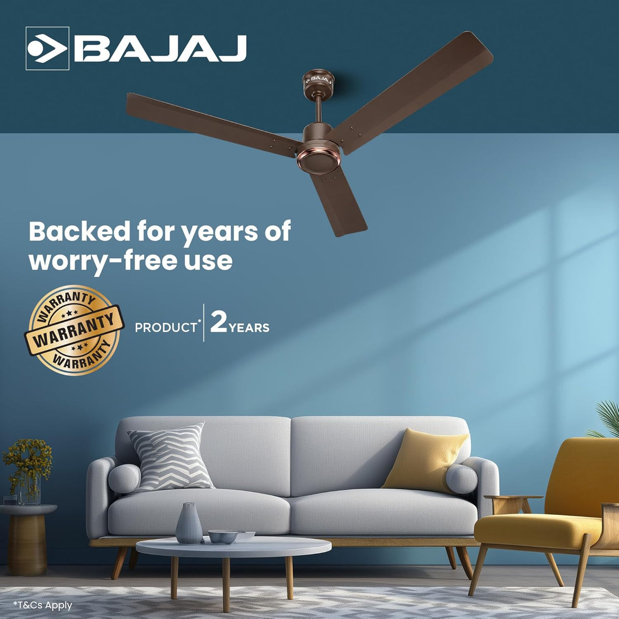 Bajaj Classico Sleek Plus 5S 1200mm Bldc Ceiling Fan (Red Walnut)