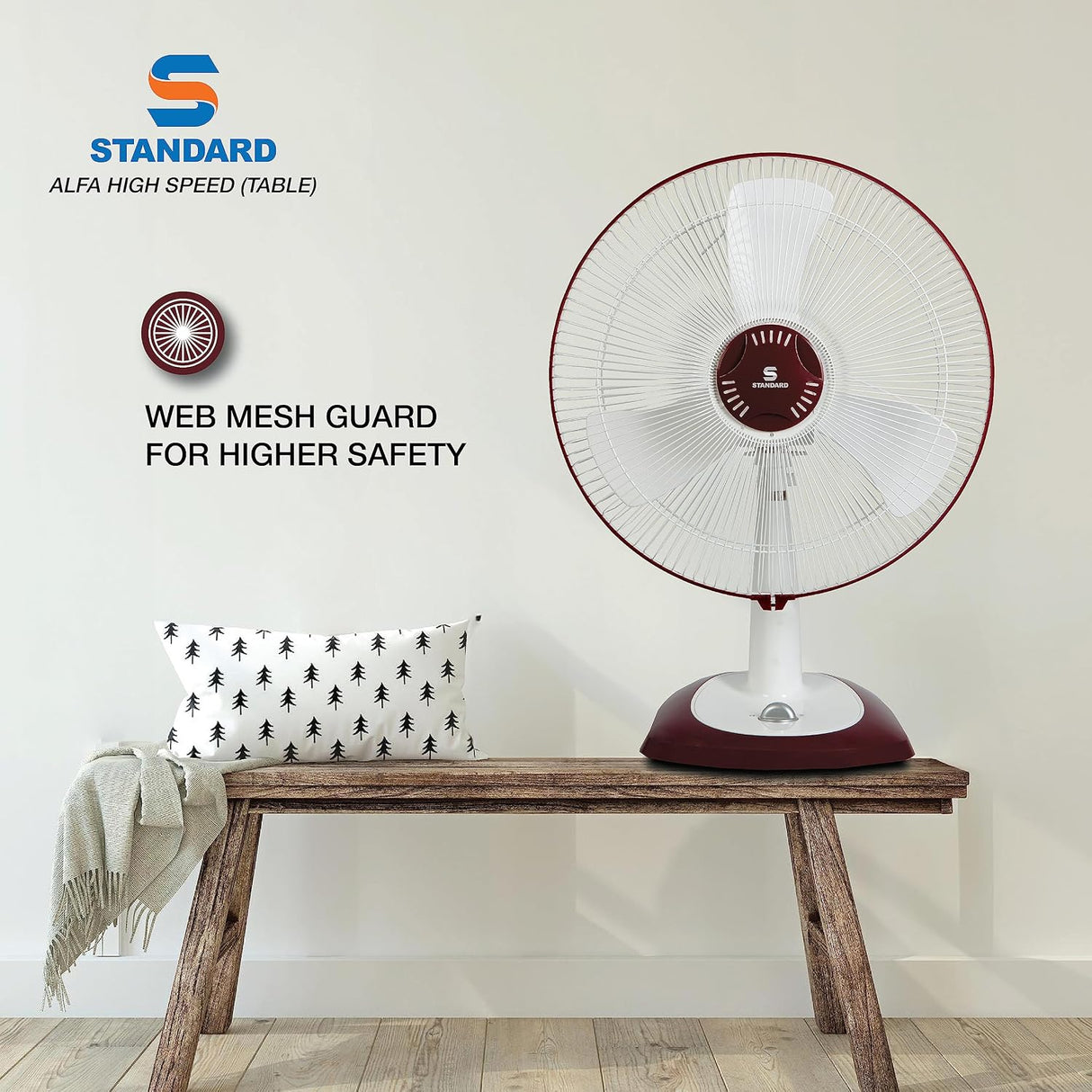 Standard Alfa High Speed 400mm Table Fan (Red)