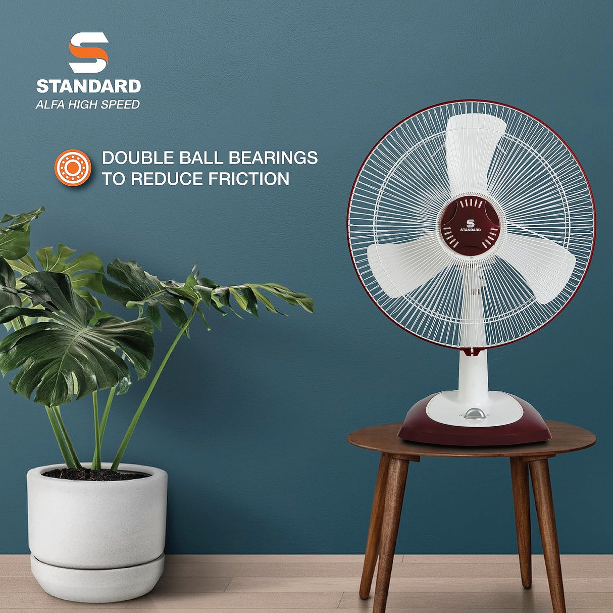 Standard Alfa High Speed 400mm Table Fan (Red)