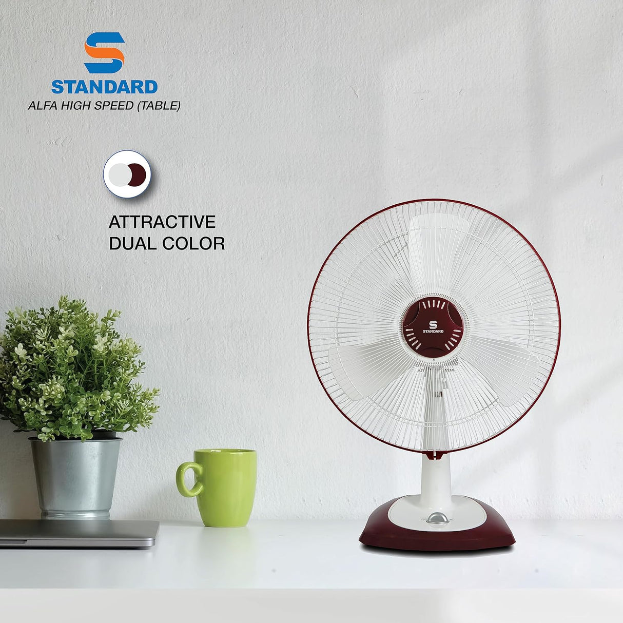 Standard Alfa High Speed 400mm Table Fan (Red)