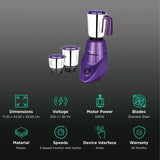 Morphy Richards Aero Pro 500 Watts Mixer Grinder (Purple, 3 Jar)