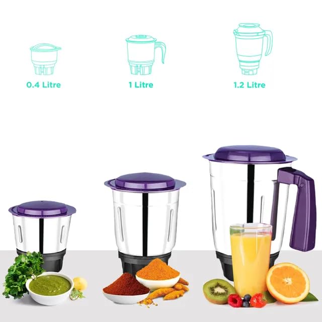 Morphy Richards Aero Pro 500 Watts Mixer Grinder (Purple, 3 Jar)