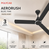 This ceiling fan has 3 years warranty with air delivery 228CMM, RPM 360, Power 35W and Energy saving bldc technology . 