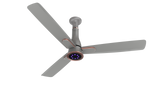 The Titanium Grey BLDC Ceiling fan with underlight LED Lights in the black background 