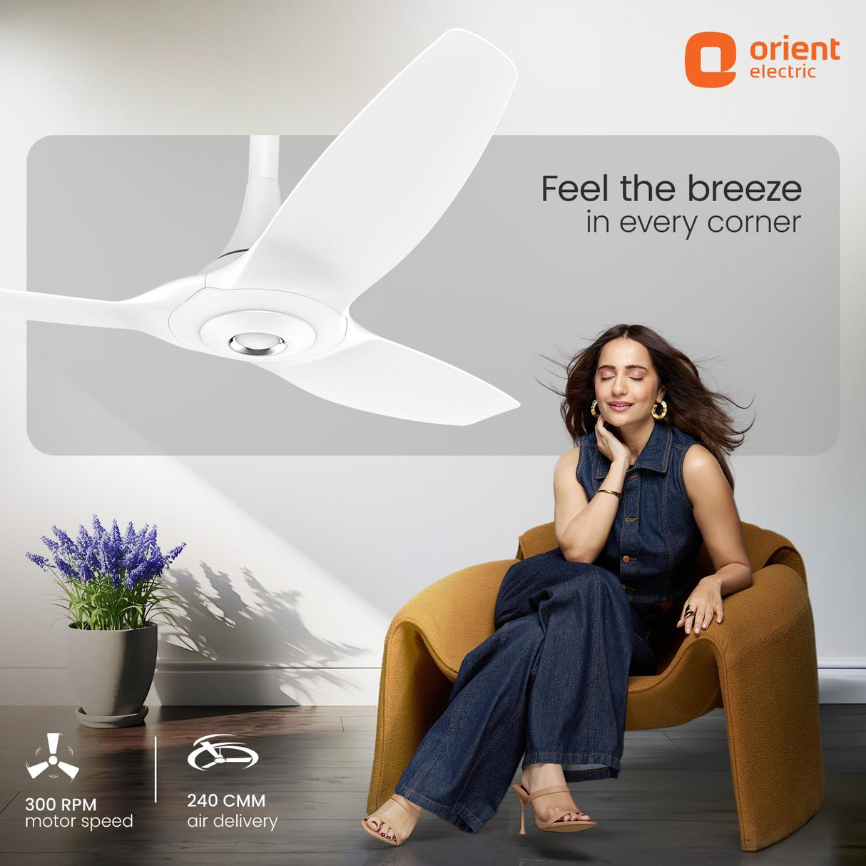 Orient Electric Aeroquiet 1230mm Premium Ceiling Fan (White)