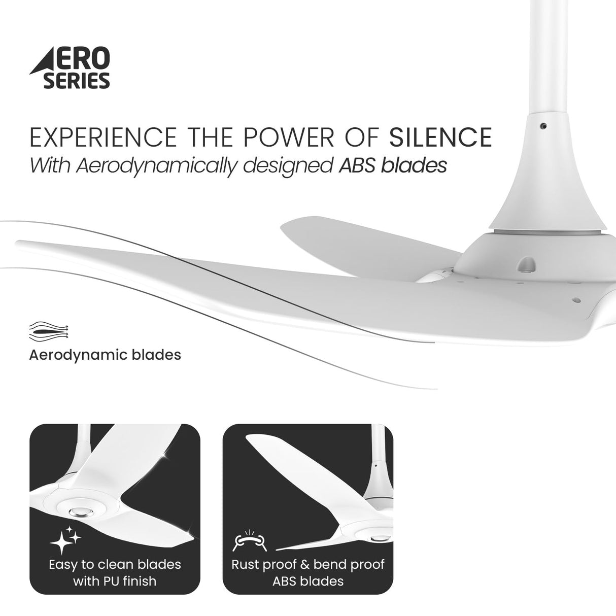 Orient Electric Aeroquiet 1230mm Premium Ceiling Fan (White)
