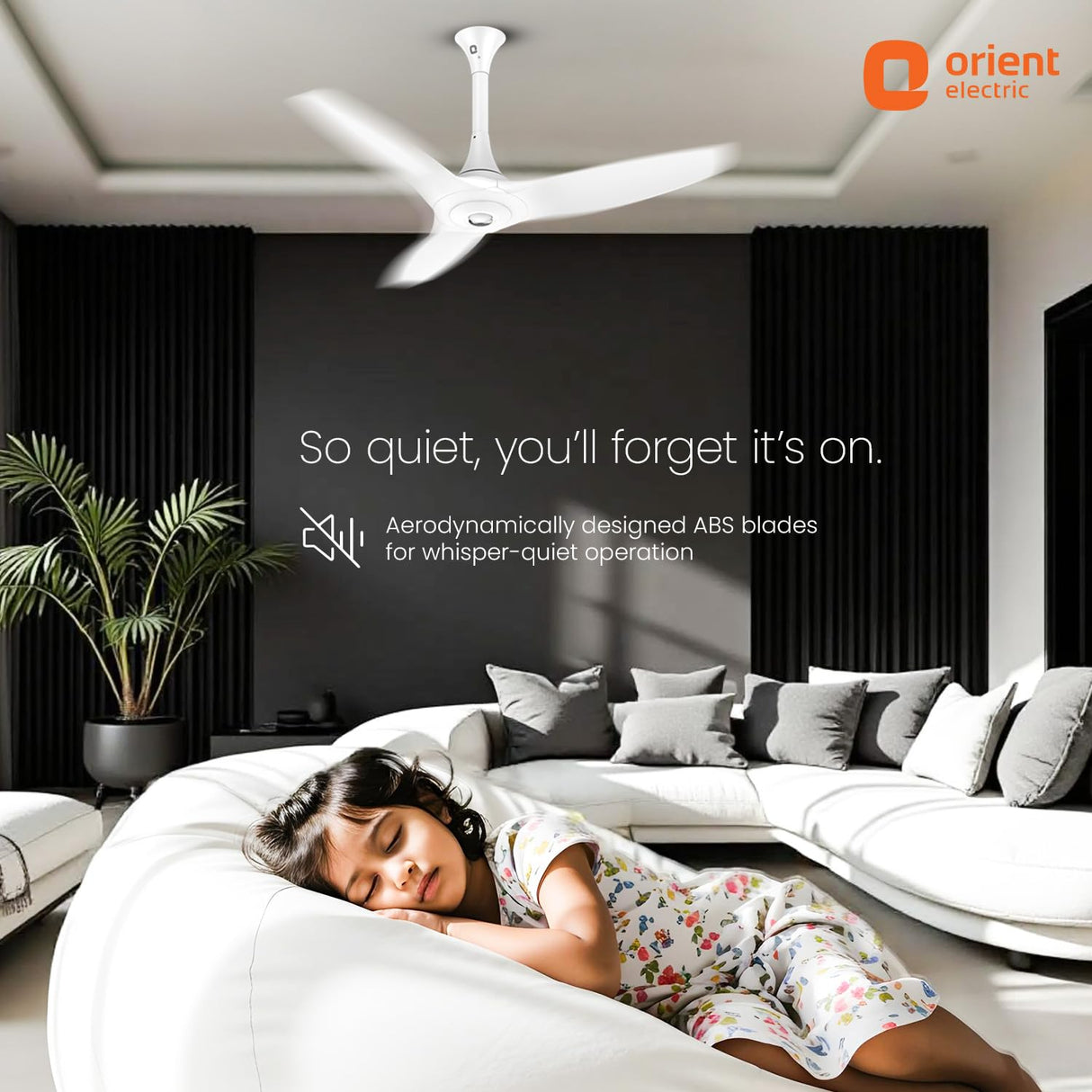 Orient Electric Aeroquiet 1230mm Premium Ceiling Fan (White)