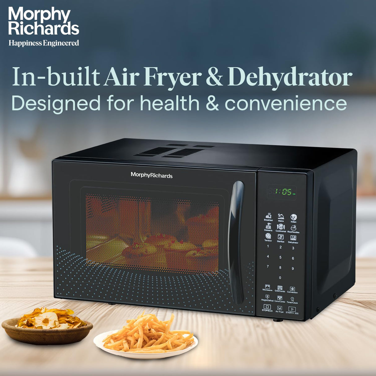 Morphy Richards Air 23CGAD Convection Microwave Oven with in-Built Air Fryer & Dehydrator| 23-Litre Black