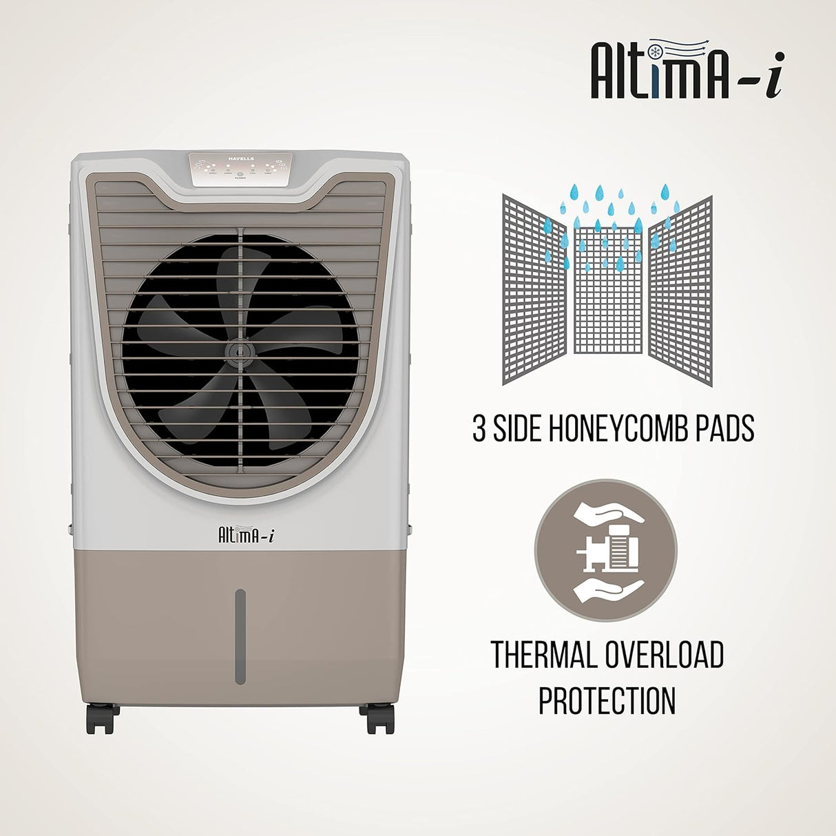 Havells Altima-I 70 Litre Desert Air Cooler with Remote | White Champagne Gold