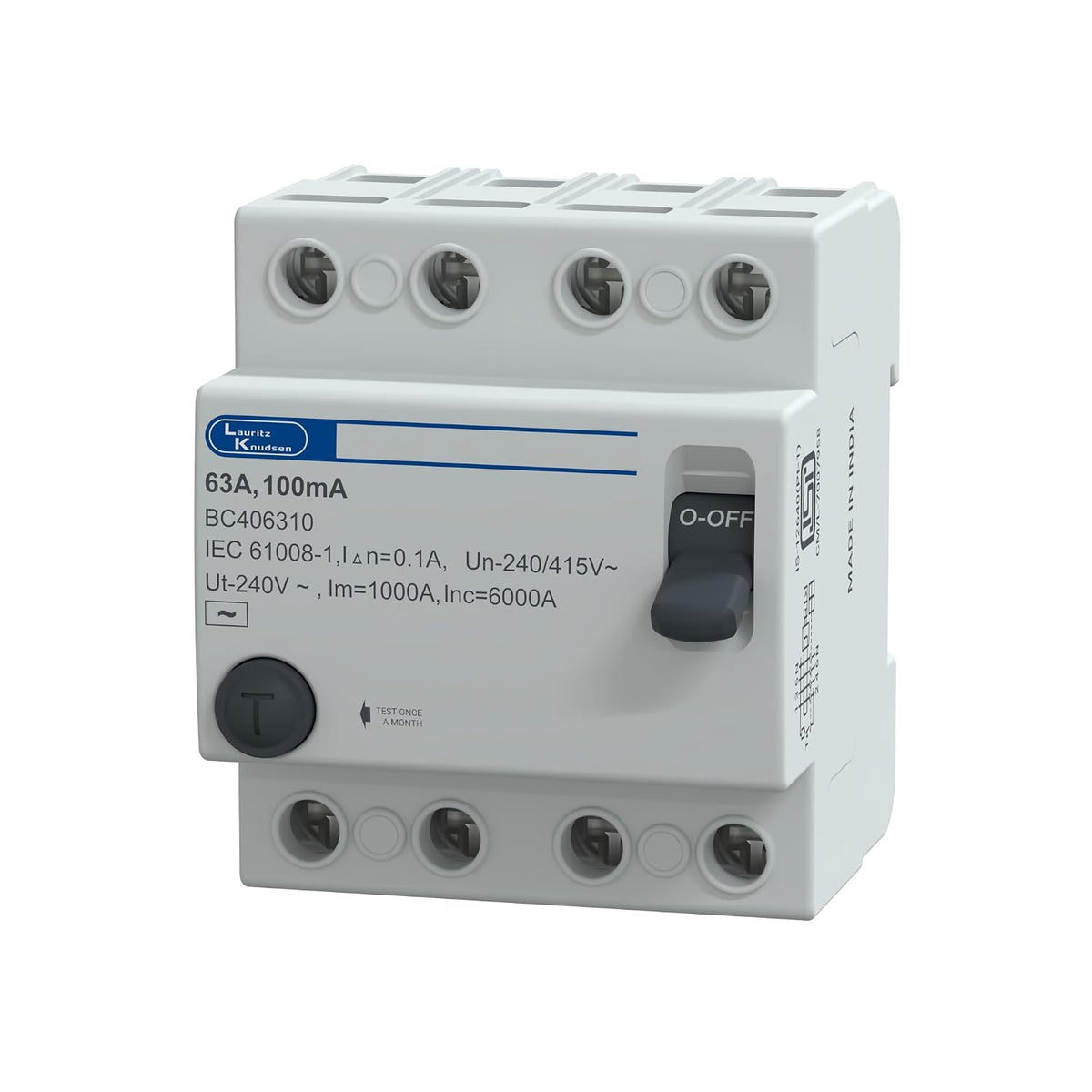 Lauritz Knudsen Tripper Four Pole 63A 100mA RCCB