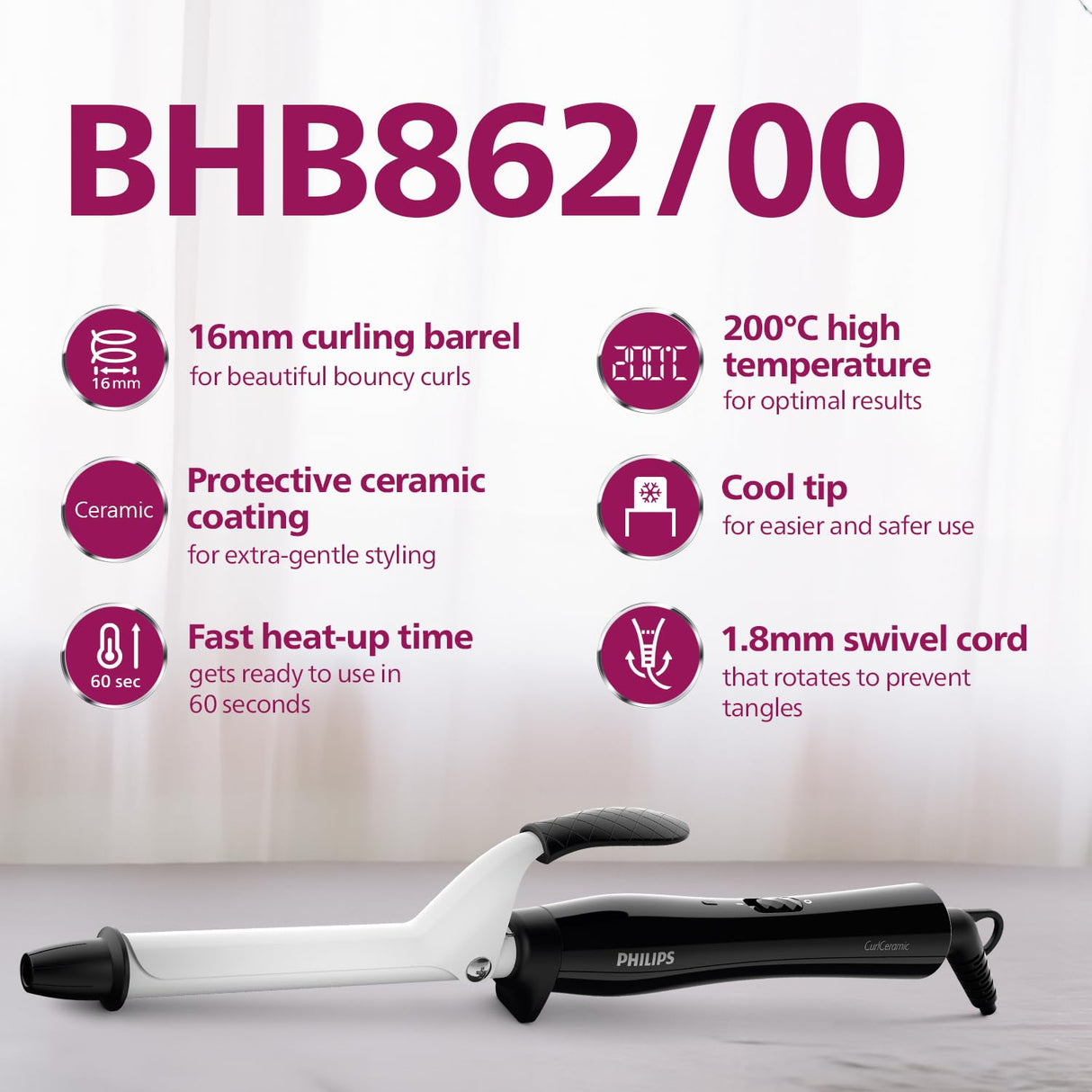 Philips BHB862 Hair Curler (Black/White)