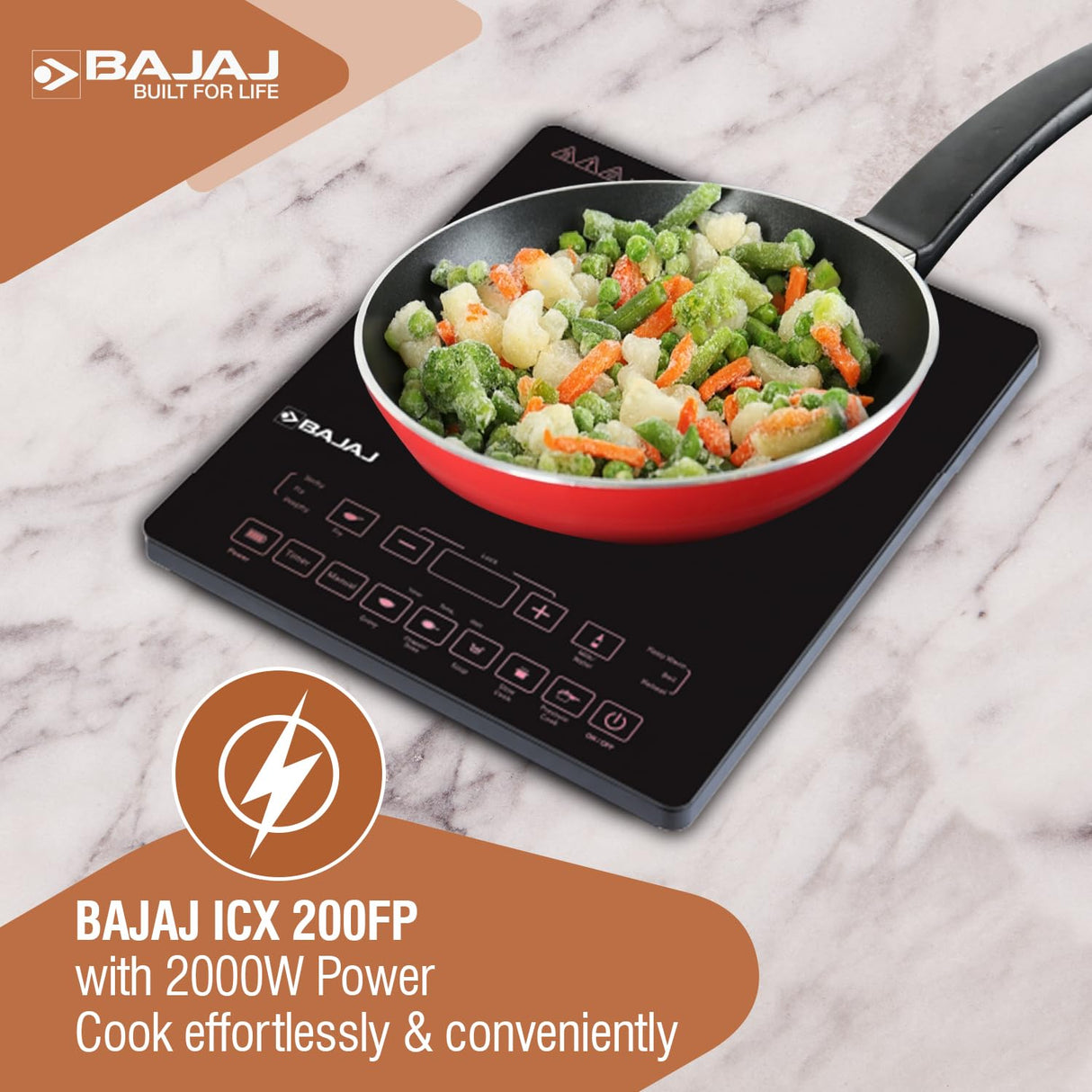 Bajaj ICX 200FP 2000 Watt Induction Cooktop Digital Display (Black)