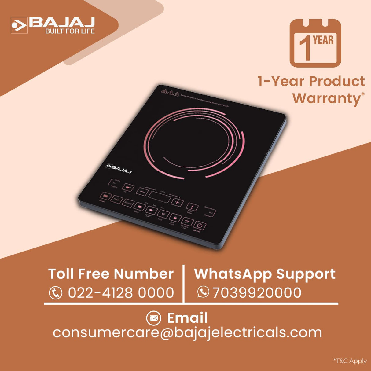 Bajaj ICX 200FP 2000 Watt Induction Cooktop Digital Display (Black)