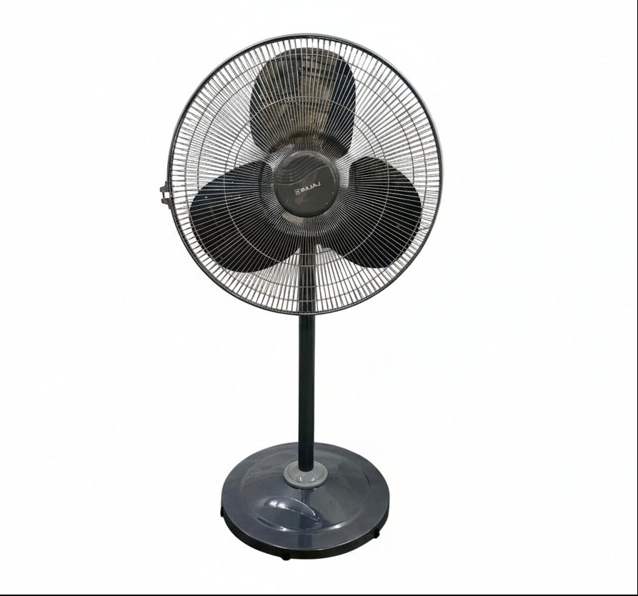 Black standing fan on a white background