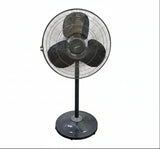 Black standing fan on a white background