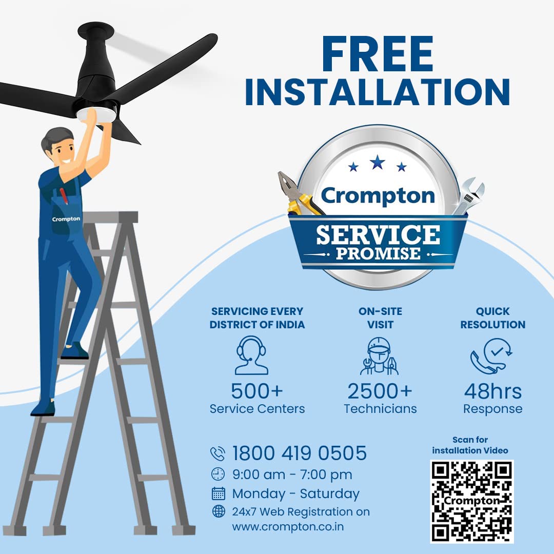Crompton SilentPro Blossom 1200 mm ActivBLDC Ceiling Fan | 2X Silent | Remote control | Anti-Dust Technology | BEE 5 Star Energy Rated | 5 Years Warranty, (Matte Black)
