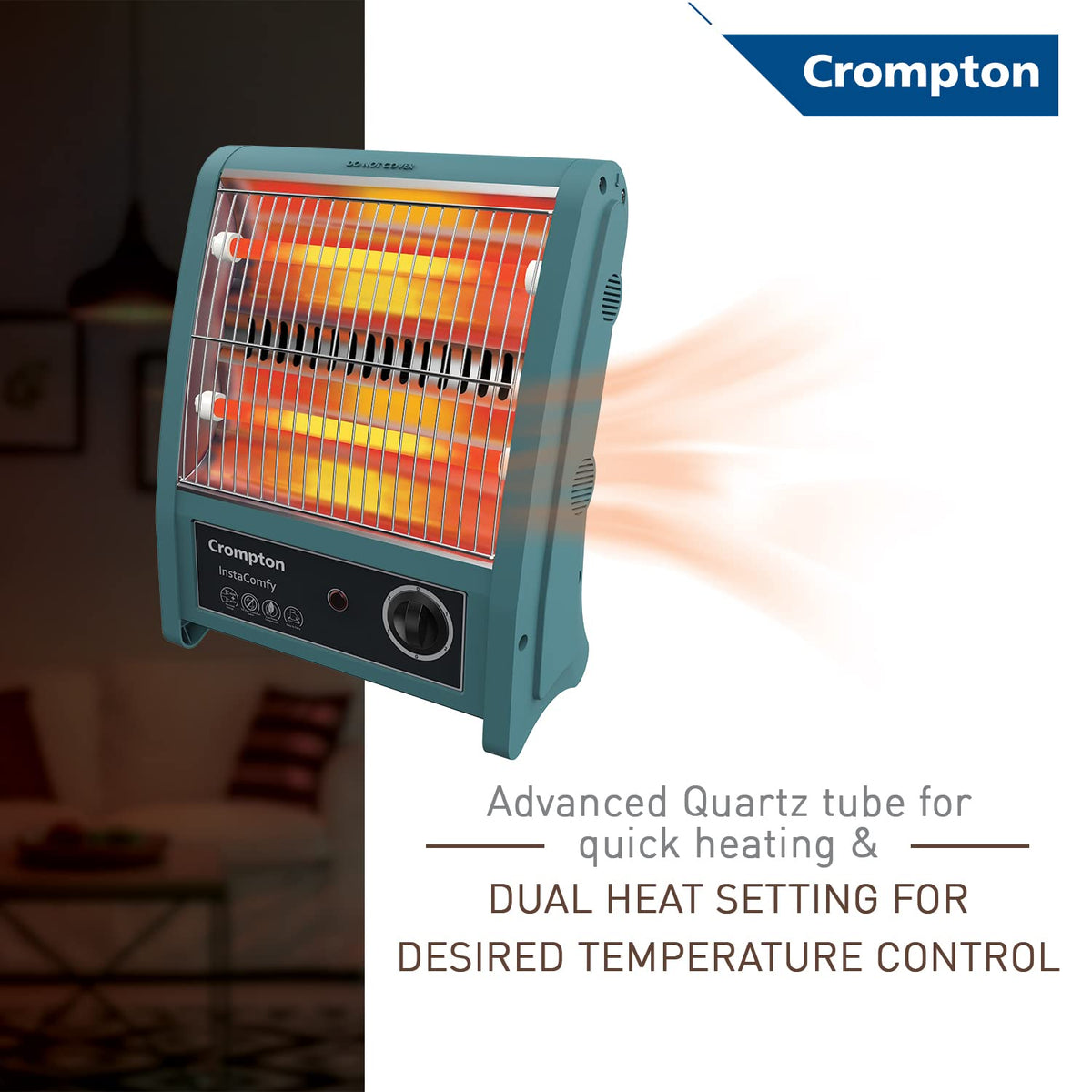 This room heater has dvanced quartz tube for quicking heating and has dual heat setting for desired temperature control 