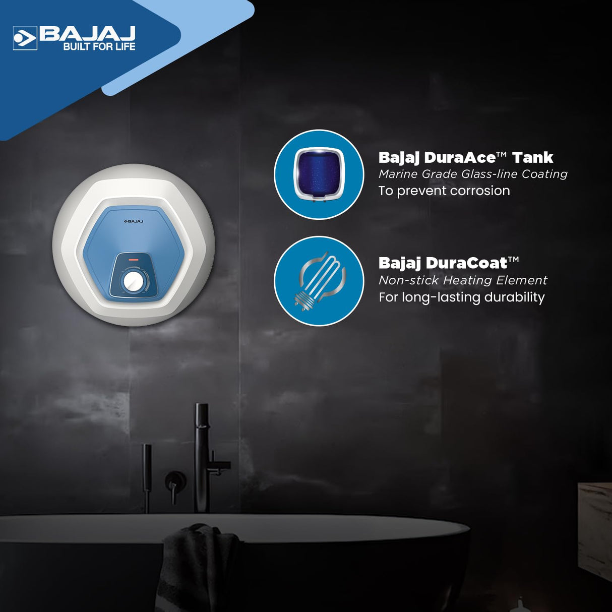 Bajaj Armour series Contempo 10 Litre Storage Water Heater Geyser | White (Free Installation)