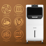 Cooler has some features like 4 way air deflection , 35L water Tank Capacity , Motor Overload protectot , everlast pumpp , honwycomb pads and inverter compatiable 