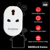 Havells 16A Wi-Fi Smart Plug with Voice Control & Energy Monitoring | Works with Alexa and Google Assistant | White