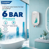 This Geyser has 6 BAr Pressure which is Ideal for high rise apartments , handles high water pressure with ease and has enhanced Tank Protection 