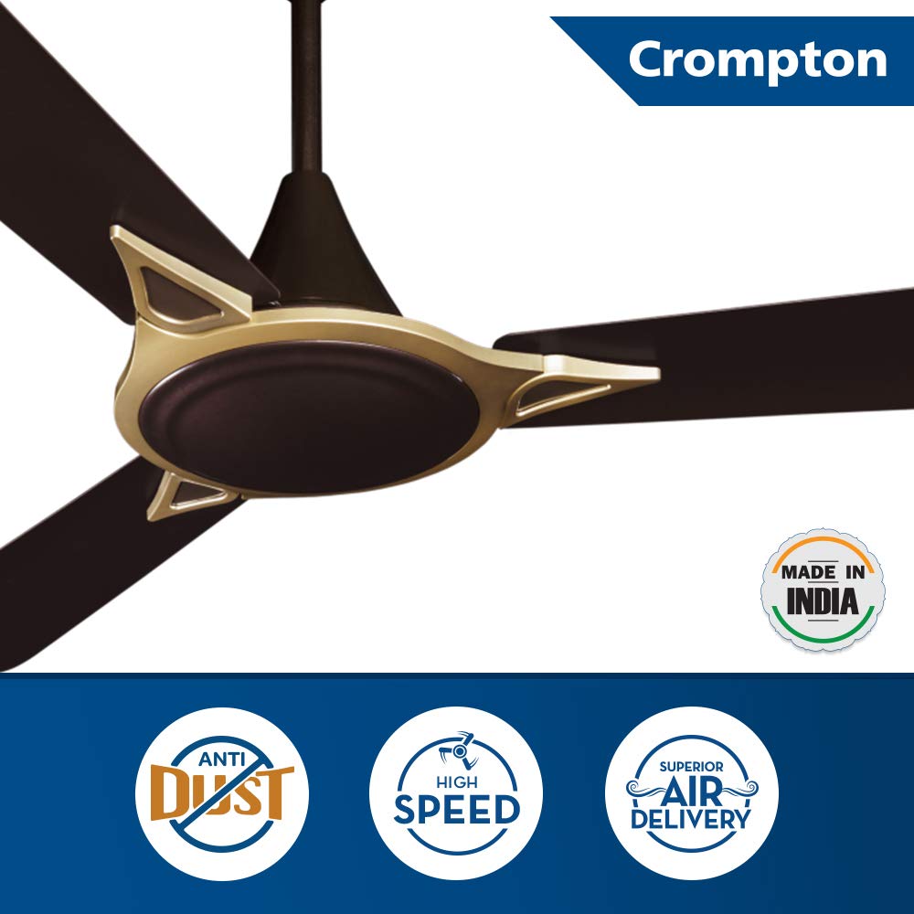 Crompton ceiling fan with features highlighted on a white background